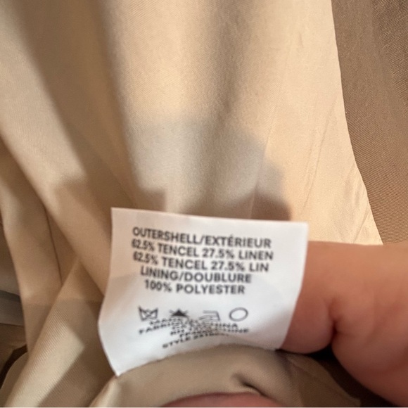 FRANK & OAK Sz S Oversized Belted Peak Lapel Linen Tencel Patch Pockets Blazer - Picture 10 of 12